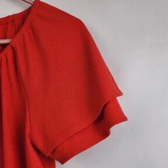 Madewell Texture & Thread Tiered Sleeve Mini Dress Red - Picture 3 of 6